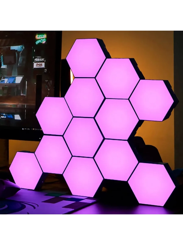 Светодиодный светильник RGB Соты 12 штук с пультом управления и Wi-Fi Светодиодный светильник RGB Соты 12 штук с пультом управления и Wi-Fi