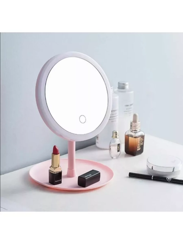 Настольное зеркало для макияжа с подсветкой MIRRORLIGHT- А1 розовое
