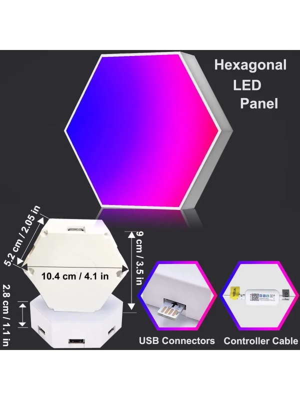Светодиодный светильник RGB Соты 12 штук с пультом управления и Wi-Fi Светодиодный светильник RGB Соты 12 штук с пультом управления и Wi-Fi