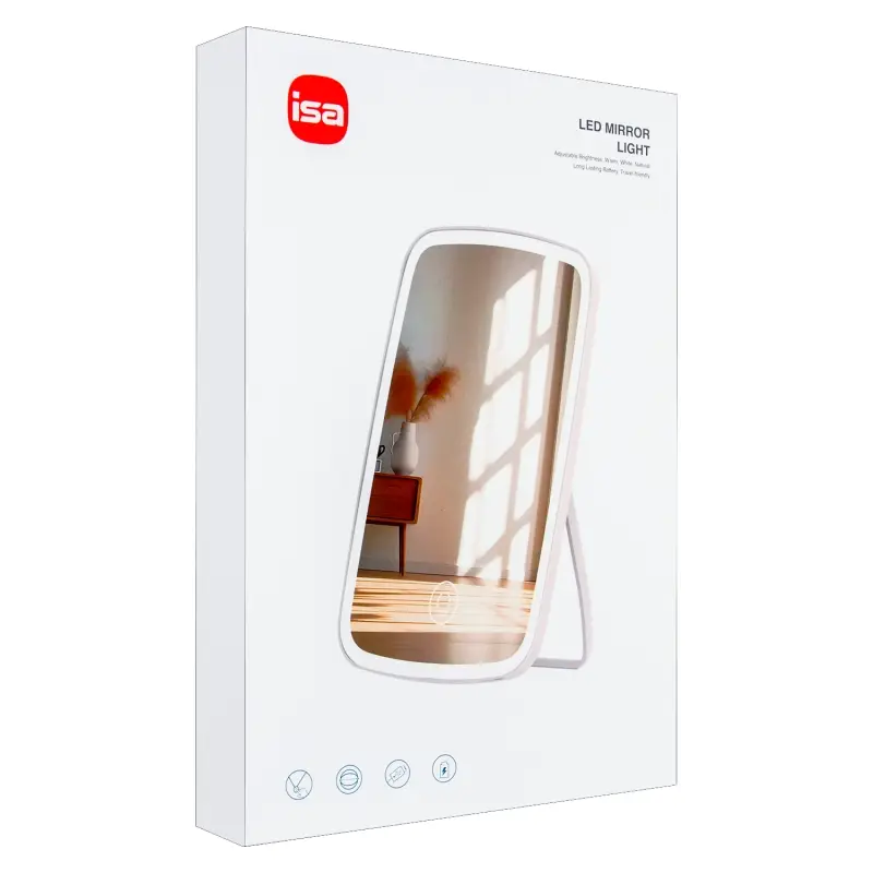 Настольное зеркало для макияжа с подсветкой ML-07 ISA розовое Настольное зеркало для макияжа с подсветкой ML-07 ISA розовое