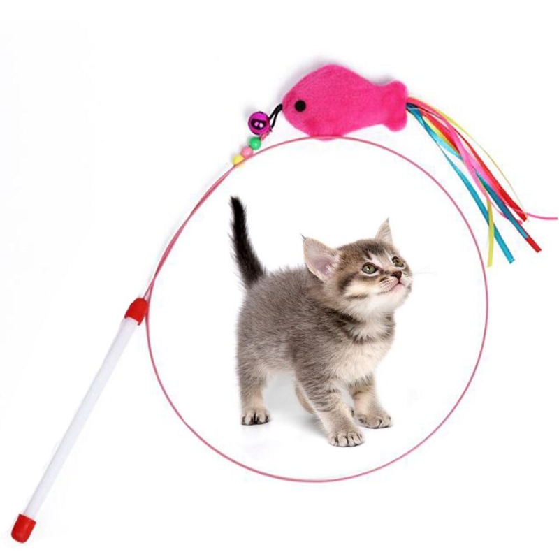 Удочка дразнилка для кошек (металлическая) с рыбкой Удочка дразнилка для кошек (металлическая) с рыбкой