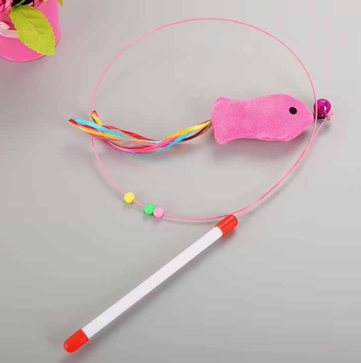 Удочка дразнилка для кошек (металлическая) с рыбкой Удочка дразнилка для кошек (металлическая) с рыбкой