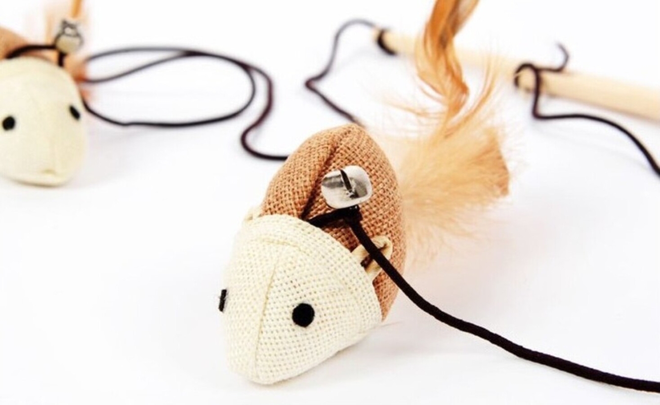 Удочка дразнилка для кошек из натуральных материалов Удочка дразнилка для кошек из натуральных материалов