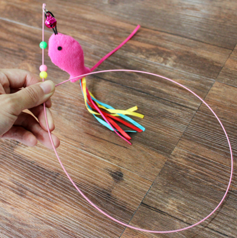 Удочка дразнилка для кошек (металлическая) с рыбкой Удочка дразнилка для кошек (металлическая) с рыбкой