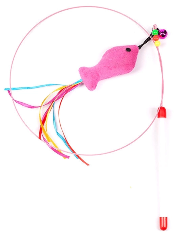 Удочка дразнилка для кошек (металлическая) с рыбкой Удочка дразнилка для кошек (металлическая) с рыбкой