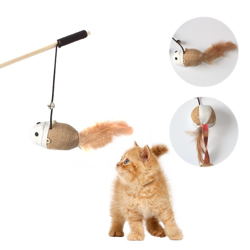 Удочка дразнилка для кошек из натуральных материалов Удочка дразнилка для кошек из натуральных материалов