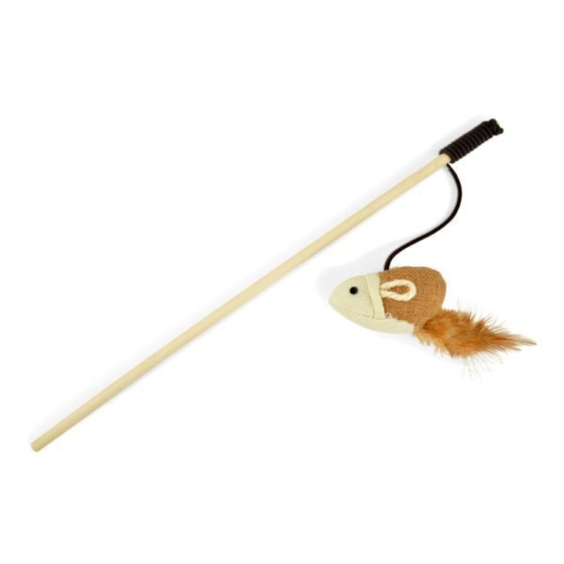 Удочка дразнилка для кошек из натуральных материалов Удочка дразнилка для кошек из натуральных материалов