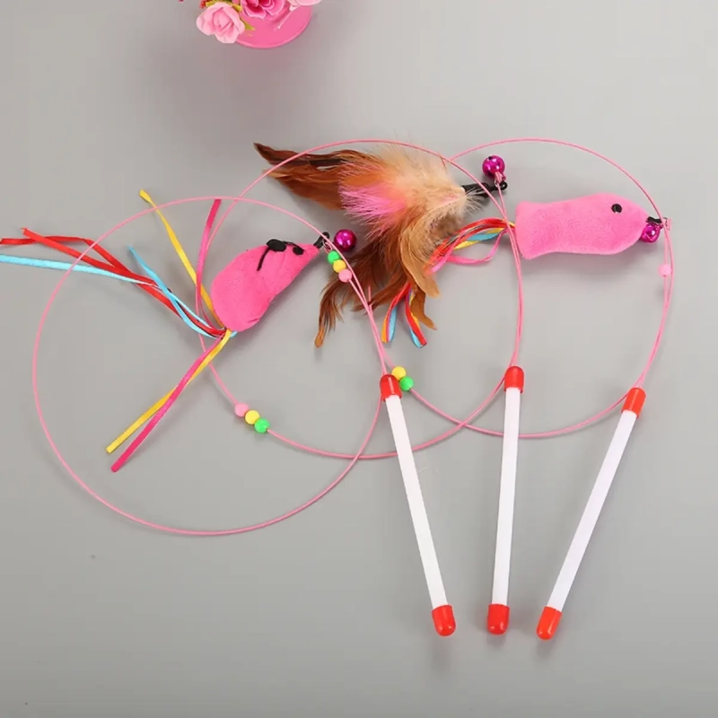 Удочка дразнилка для кошек (металлическая) с перьями Удочка дразнилка для кошек (металлическая) с перьями