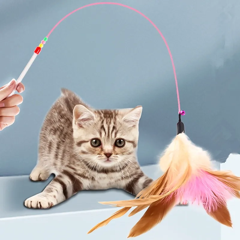 Удочка дразнилка для кошек (металлическая) с перьями Удочка дразнилка для кошек (металлическая) с перьями