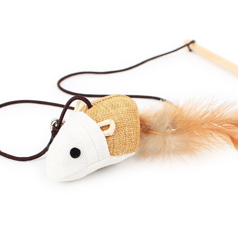 Удочка дразнилка для кошек из натуральных материалов Удочка дразнилка для кошек из натуральных материалов