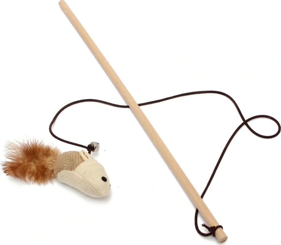 Удочка дразнилка для кошек из натуральных материалов Удочка дразнилка для кошек из натуральных материалов