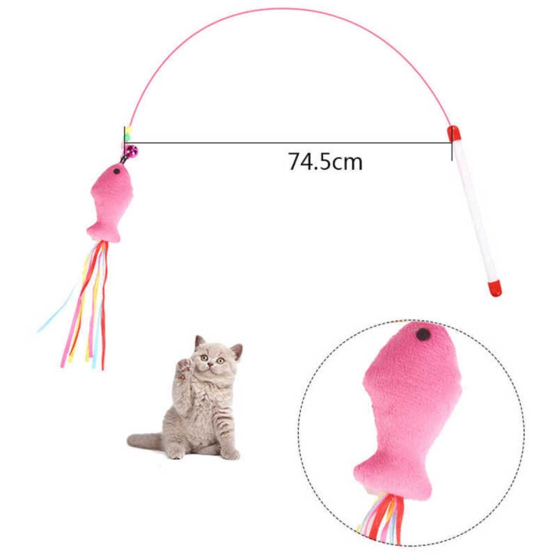 Удочка дразнилка для кошек (металлическая) с рыбкой Удочка дразнилка для кошек (металлическая) с рыбкой