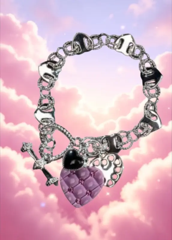 Браслет "Первая любовь" розовая, черная эмаль