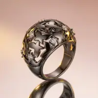 Кольцо р 6 - 16-16,  ажурное с бабочками