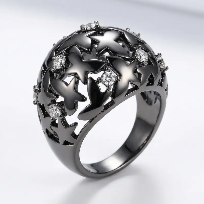 Кольцо р 8 - 18-18,5  ажурное с бабочками