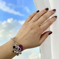 Браслет "Первая любовь" розовая, черная эмаль