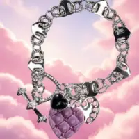 Браслет "Первая любовь" розовая, черная эмаль