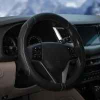 Оплетка на руль, искусст. кожа, рельефная, черная, 38 см/М