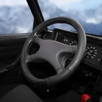 Оплетка на руль, искусственная кожа с тиснением, черная, 42 см / XL