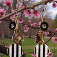 Cерьги-подвеки "Mорские" ч. эмаль