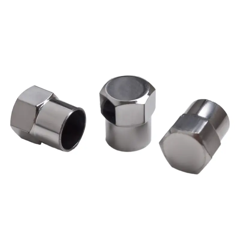 Колпачки на шинный вентиль, шестигранные, пласт, хром (60 шт.)