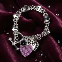 Браслет "Первая любовь" розовая, черная эмаль