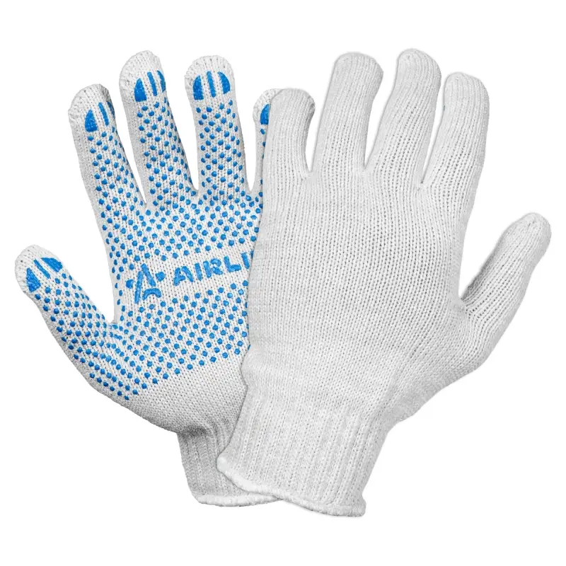 Перчатки трикотажные ХБ с ПВХ покрытием, белые, (1 пара) 7,5 класс/75г