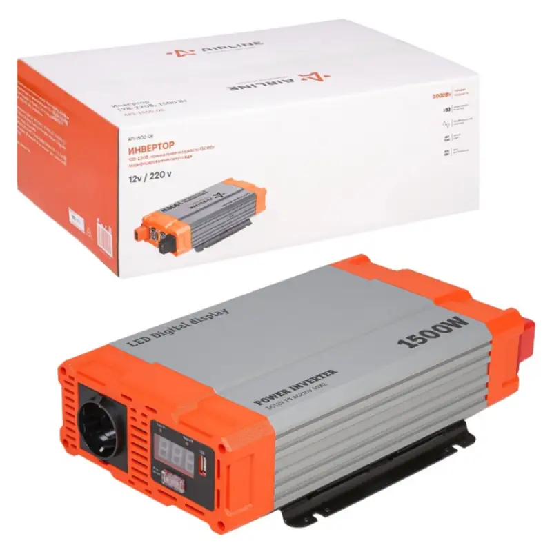Инвертор автомобильный 12В-220В, 1500 Вт Инвертор автомобильный 12В-220В, 1500 Вт