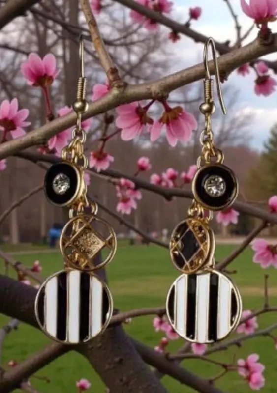 Cерьги-подвеки "Mорские" ч. эмаль