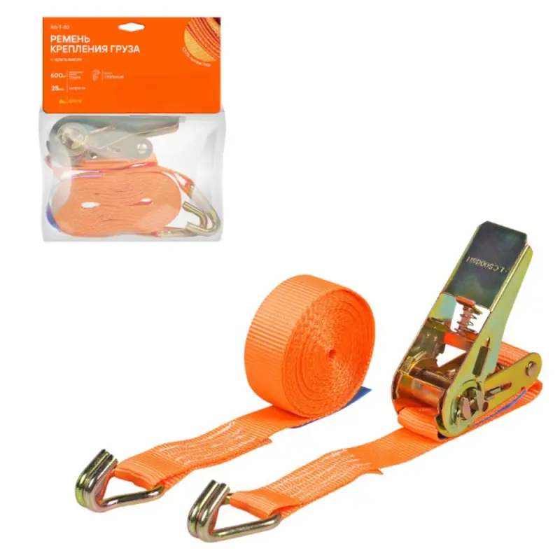 Ремень крепления груза с храповиком 600 кг, 6 м Ремень крепления груза с храповиком 600 кг, 6 м