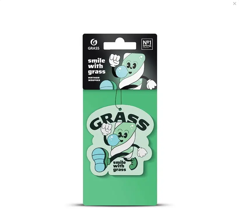 Ароматизатор воздуха картонный GRASS "Смайл" (мятная жвачка)
