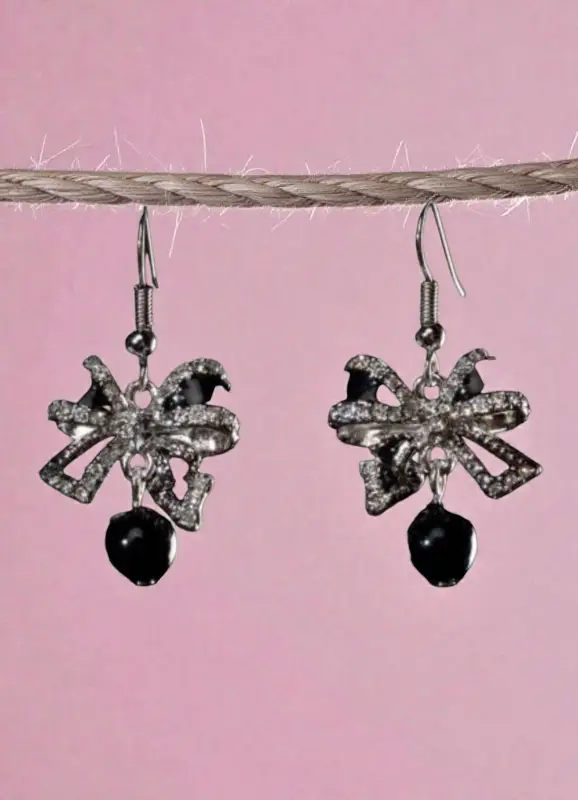 Серьги-бабочки с черными кристаллами