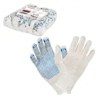 Перчатки трикотажные ХБ с ПВХ покрытием, белые, (1 пара)