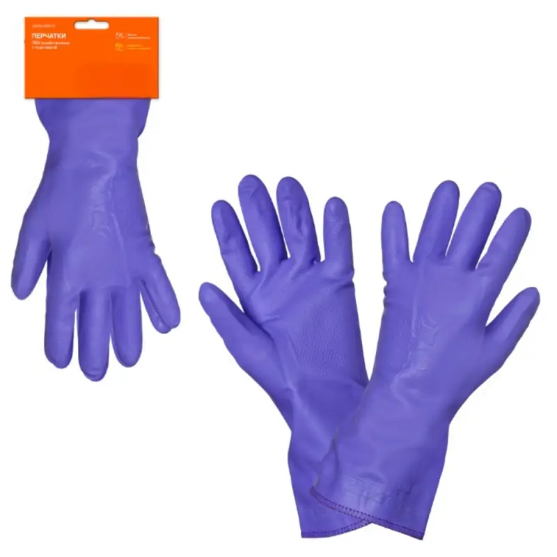Перчатки ПВХ хозяйственные с подкладкой (L) Перчатки ПВХ хозяйственные с подкладкой (L)