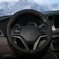Оплетка на руль, искусст. кожа, рельефная, черная, 38 см/М