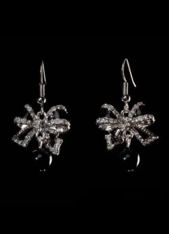 Серьги-бабочки с черными кристаллами