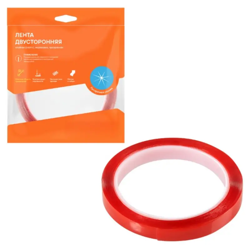 Лента двусторонняя клейкая (скотч), 12мм*3м, акриловая Лента двусторонняя клейкая (скотч), 12мм*3м, акриловая