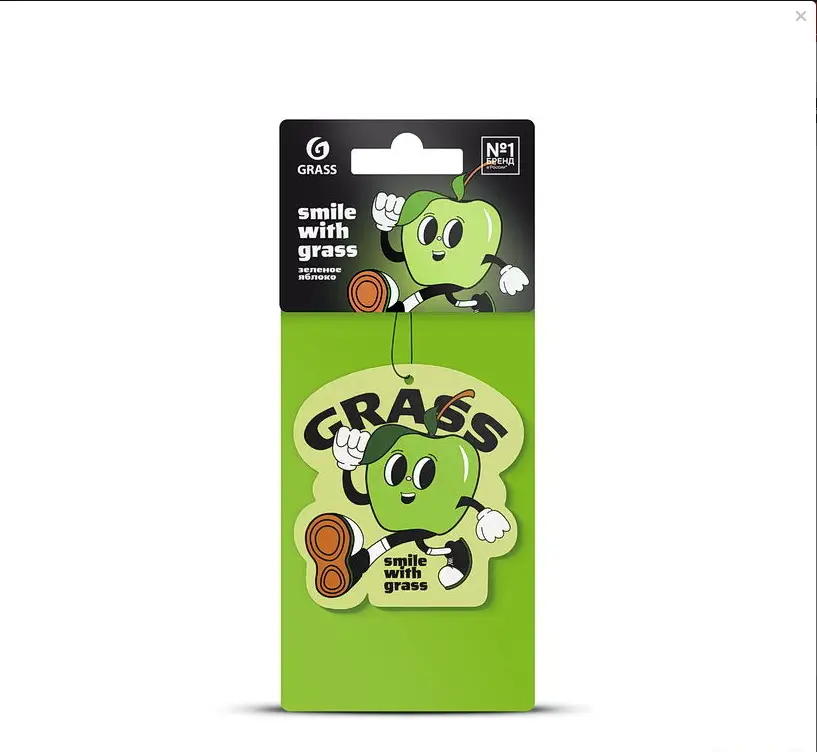 Ароматизатор воздуха картонный GRASS "Смайл" (яблоко)