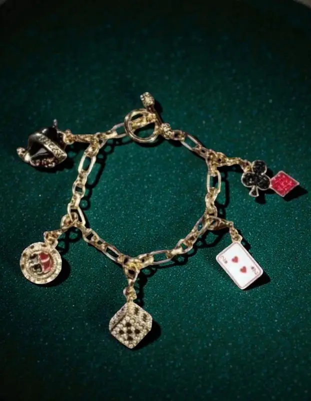 Браслет "Азартные игры" со съемными подвесками эмаль кристалы