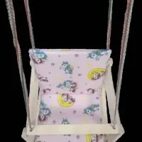 Качели деревянные подвесные с подушкой