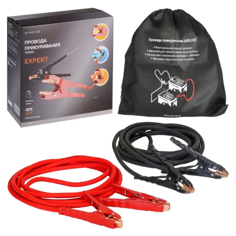 Провода прикуривания 1000A EXPERT PRO (5м, 12/24В, сумка) Провода прикуривания 1000A EXPERT PRO (5м, 12/24В, сумка)