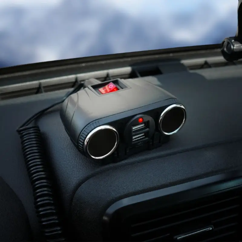 Разветвитель прикуривателя 2 гнезда 8А + 2USB с витым шнуром