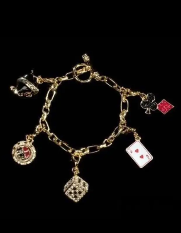 Браслет "Азартные игры" со съемными подвесками эмаль кристалы