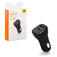 Адаптер автомобильный Type-C PD + QC 3.0 36Вт, 12/24В Адаптер автомобильный Type-C PD + QC 3.0 36Вт, 12/24В