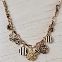 Колье "Морское" черно-белая эмаль