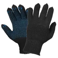 Перчатки трикотажные ХБ с ПВХ покрытием, двойн., черные, (1 пара)