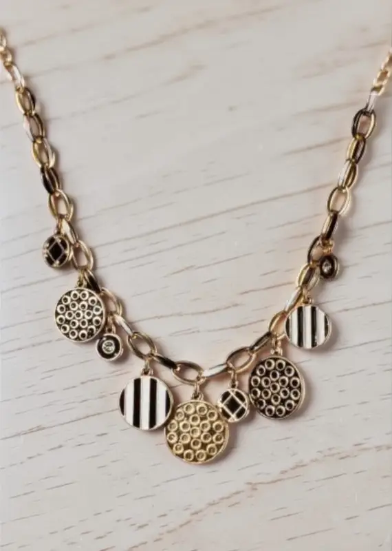 Колье "Морское" черно-белая эмаль