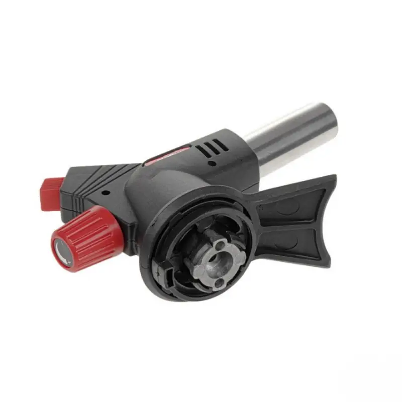 Газовая горелка-насадка с пьезоподжигом на цанговый баллон под углом Газовая горелка-насадка с пьезоподжигом на цанговый баллон под углом