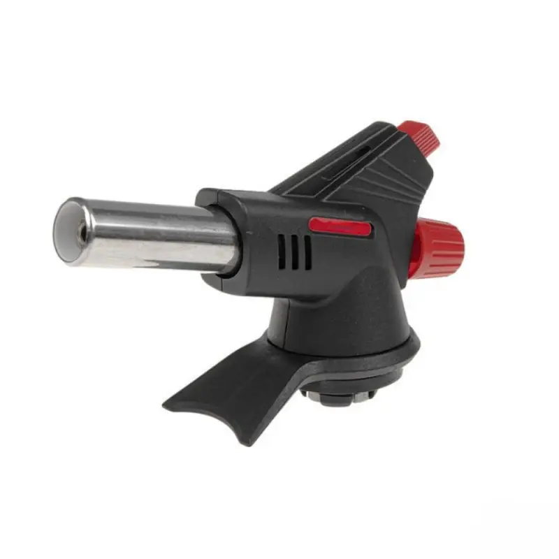 Газовая горелка-насадка с пьезоподжигом на цанговый баллон под углом Газовая горелка-насадка с пьезоподжигом на цанговый баллон под углом