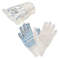 Перчатки трикотажные ХБ с ПВХ покрытием, белые, (к-т 5 пар)
